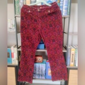 Burgundy Wine Corduroy Free People Retro Cropped Pants